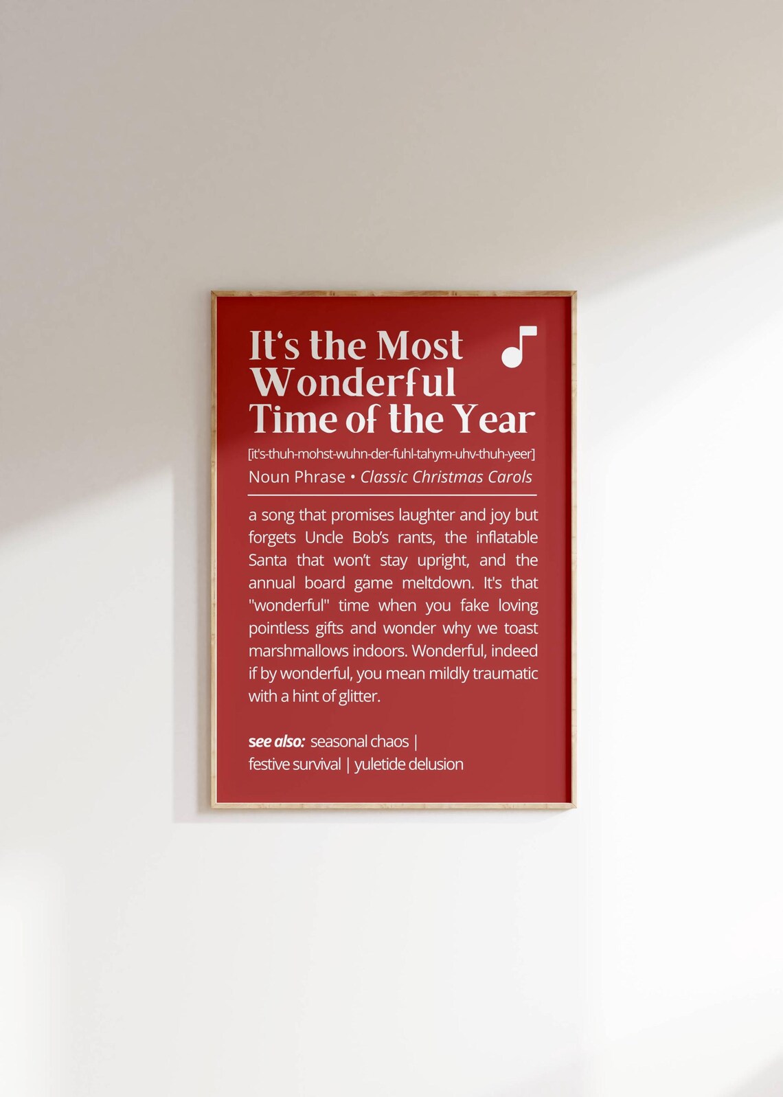 Most Wonderful Time of the Year Funny Christmas Definition Red Poster
