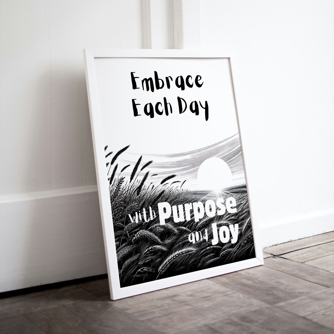 Embrace Each Day with Purpose and Joy Wheat Field Sunset Poster