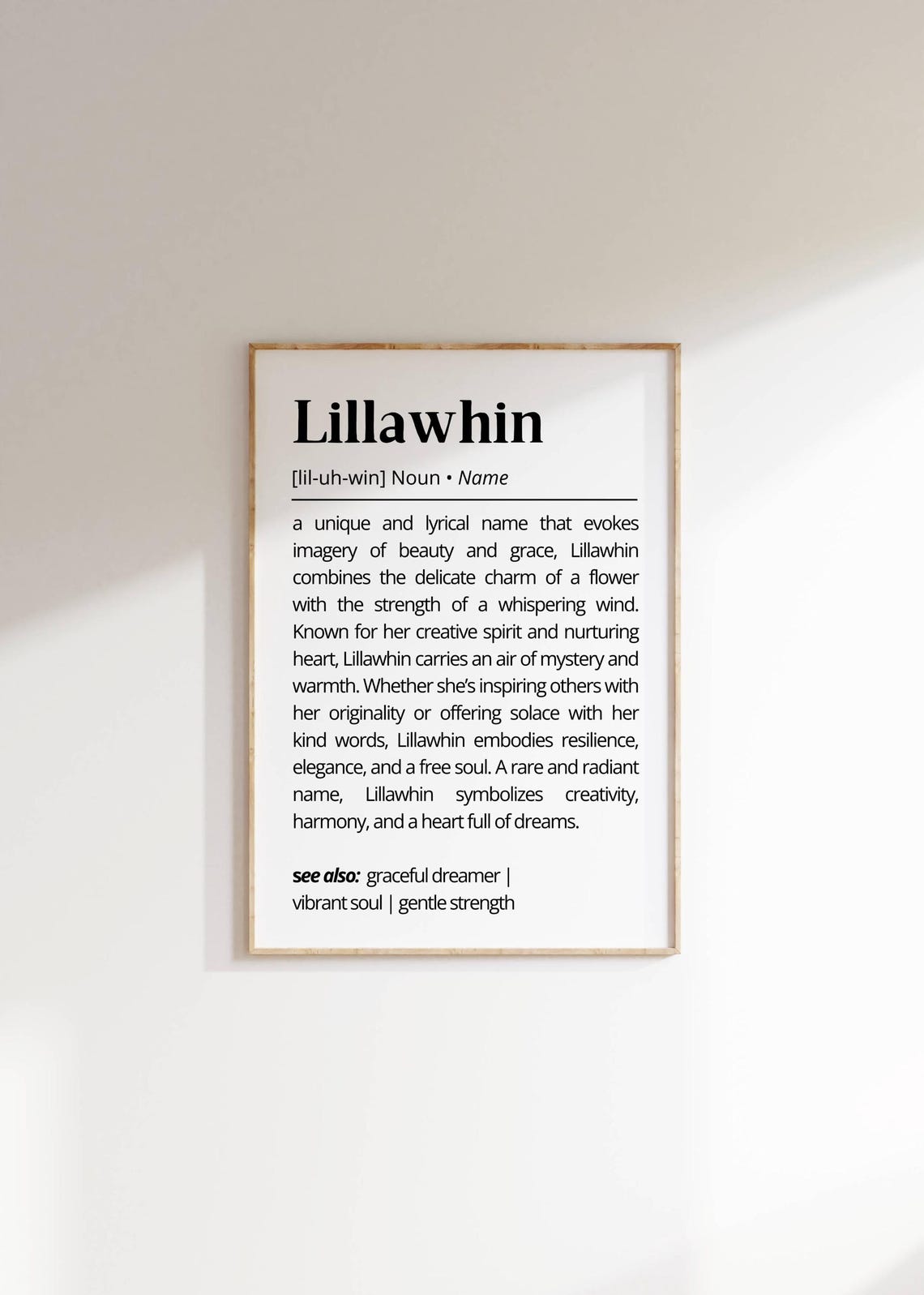 Lillawhin Name Definition Dictionary Meaning Personalized Poster