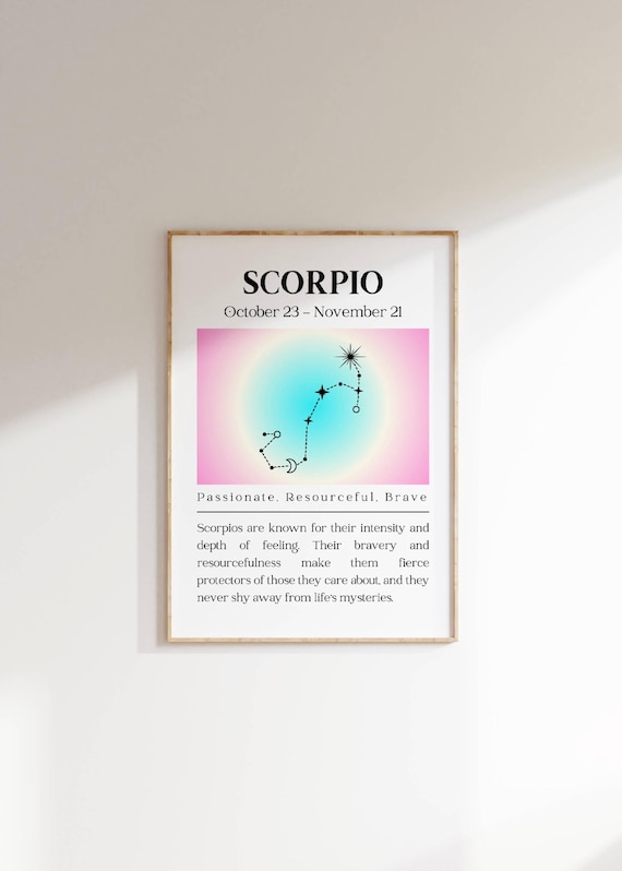 Scorpio Zodiac Constellation Star Sign Poster Oct Nov Astrology Decor
