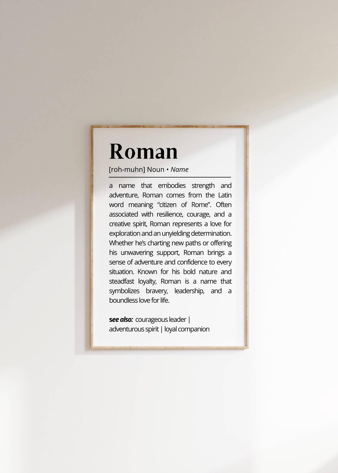 Roman Name Definition Wall Art Personalized Name Gift Meaning Poster Minimalist Tyography As Art Gift For Him Custom Elegant Name