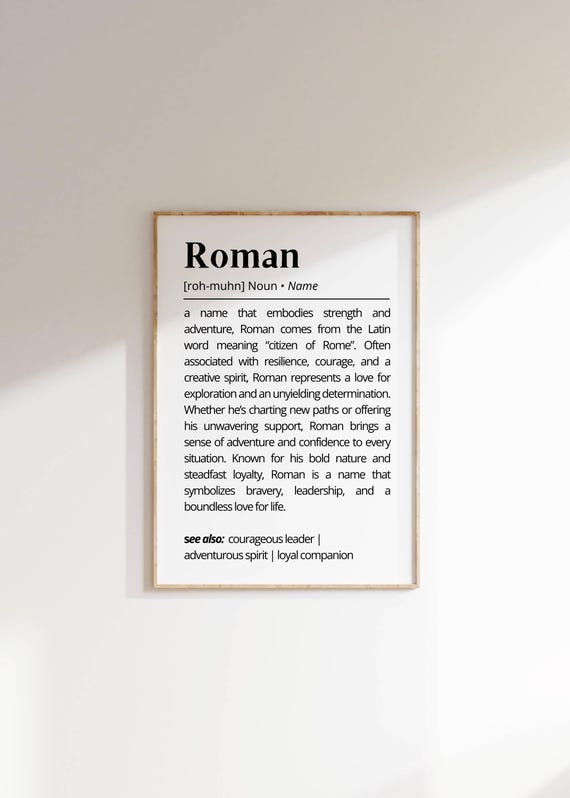 Roman Name Definition Wall Art Personalized Name Gift Meaning Poster Minimalist Tyography As Art Gift For Him Custom Elegant Name