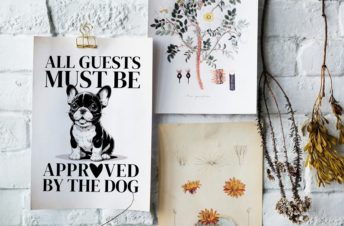 All Guests Must Be Approved by the Dog Funny Bulldog Art Poster - Image 2