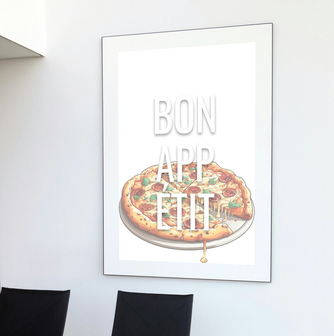 Bon Appetit Pizza Typography Art Cute Cheesy Italian Food Poster - Image 2