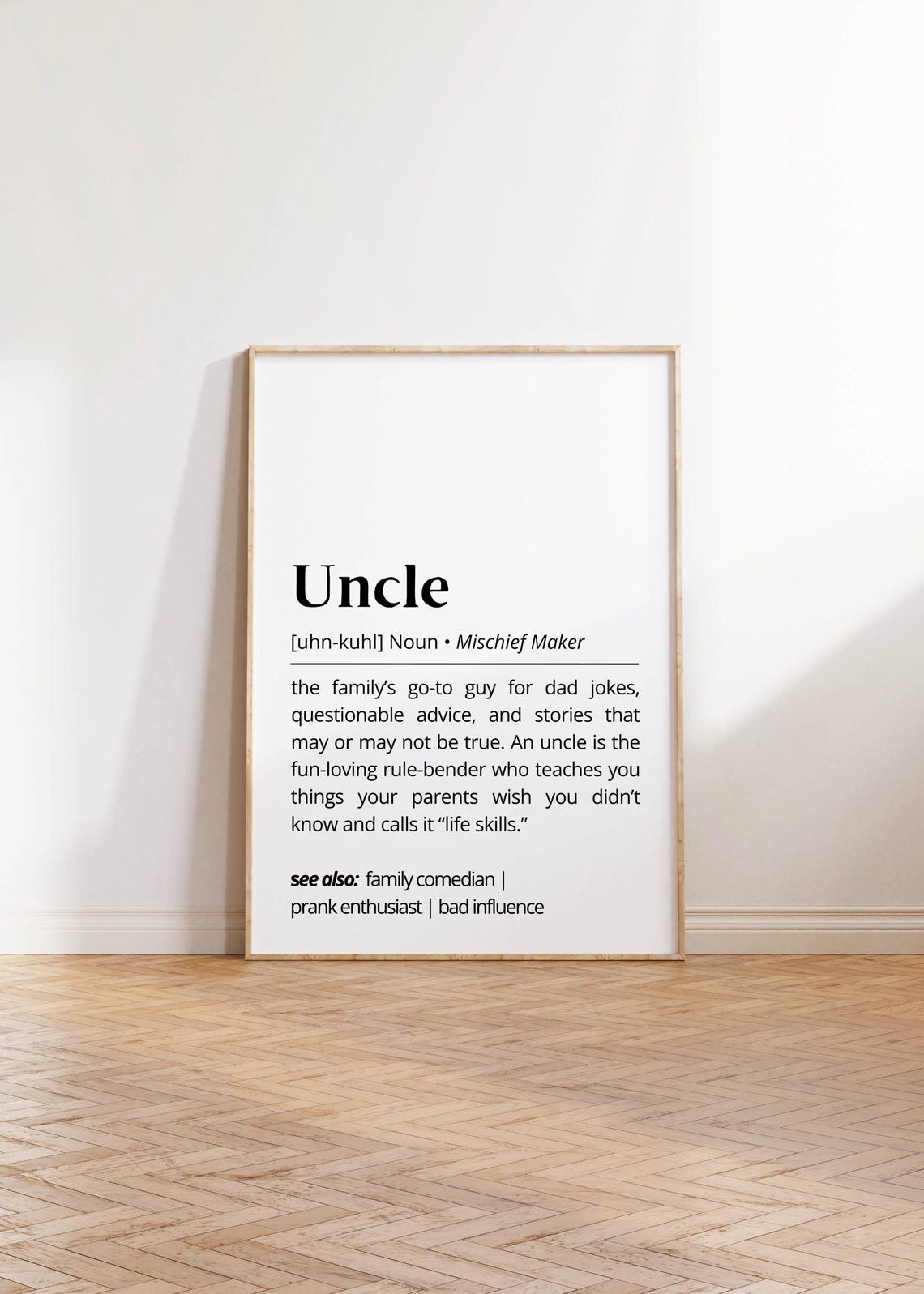 Uncle Definition Wall Art Warm Funny Poster Personalized Gift For Uncles Humorous Minimalist Family Present Typography Art Decor - Image 2