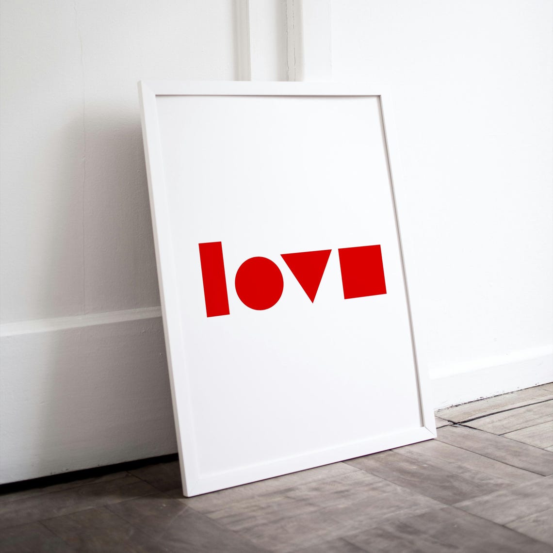 Love Geometric Red Shapes Minimal Bauhaus Modern Typography Poster - Image 2