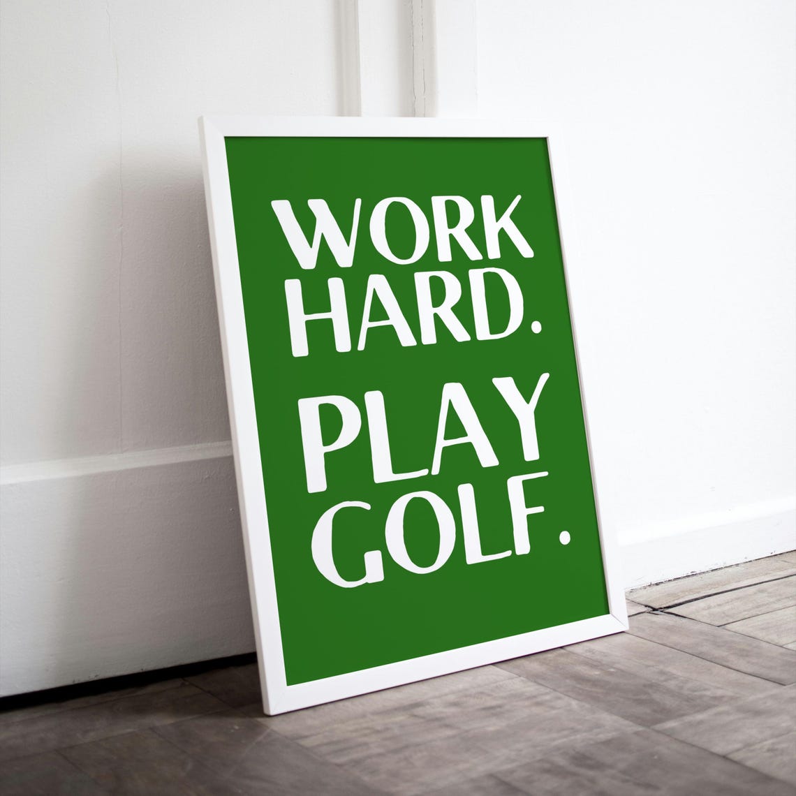 Work Hard Play Golf Bold Green Typography Quote Poster For Home Decor - Image 2