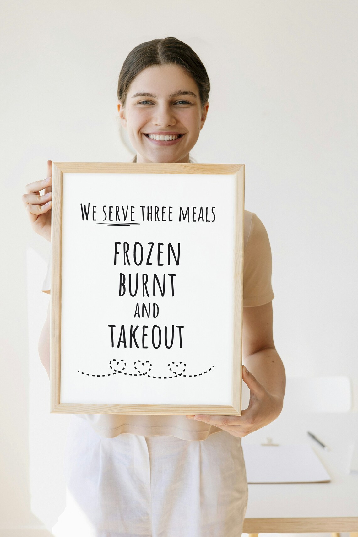 We Serve Three Meals Frozen Burnt and Takeout Funny Kitchen Poster - Image 2