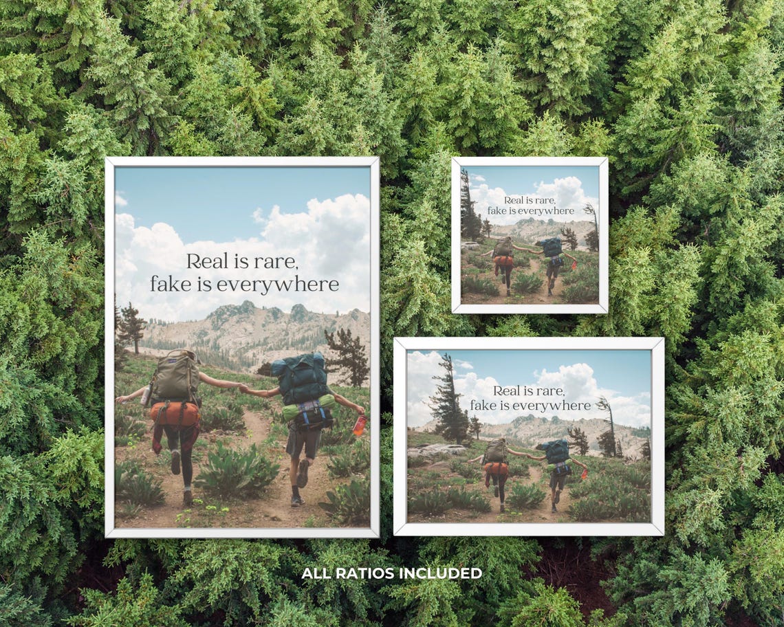 Real Is Rare Fake Is Everywhere Hiking Trail Friends Quote Poster - Image 3