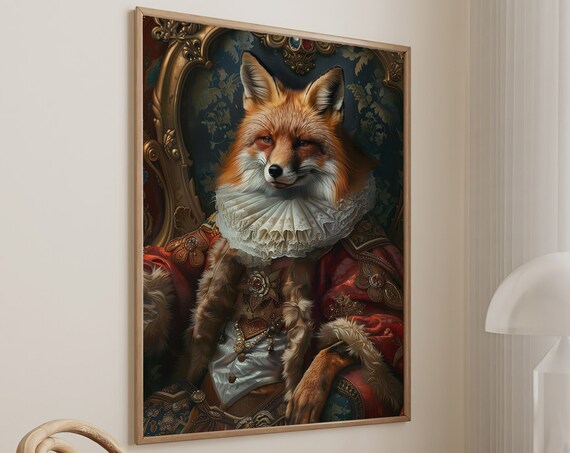 Noble Fox in Renaissance Ruff Collar Costume Portrait Poster