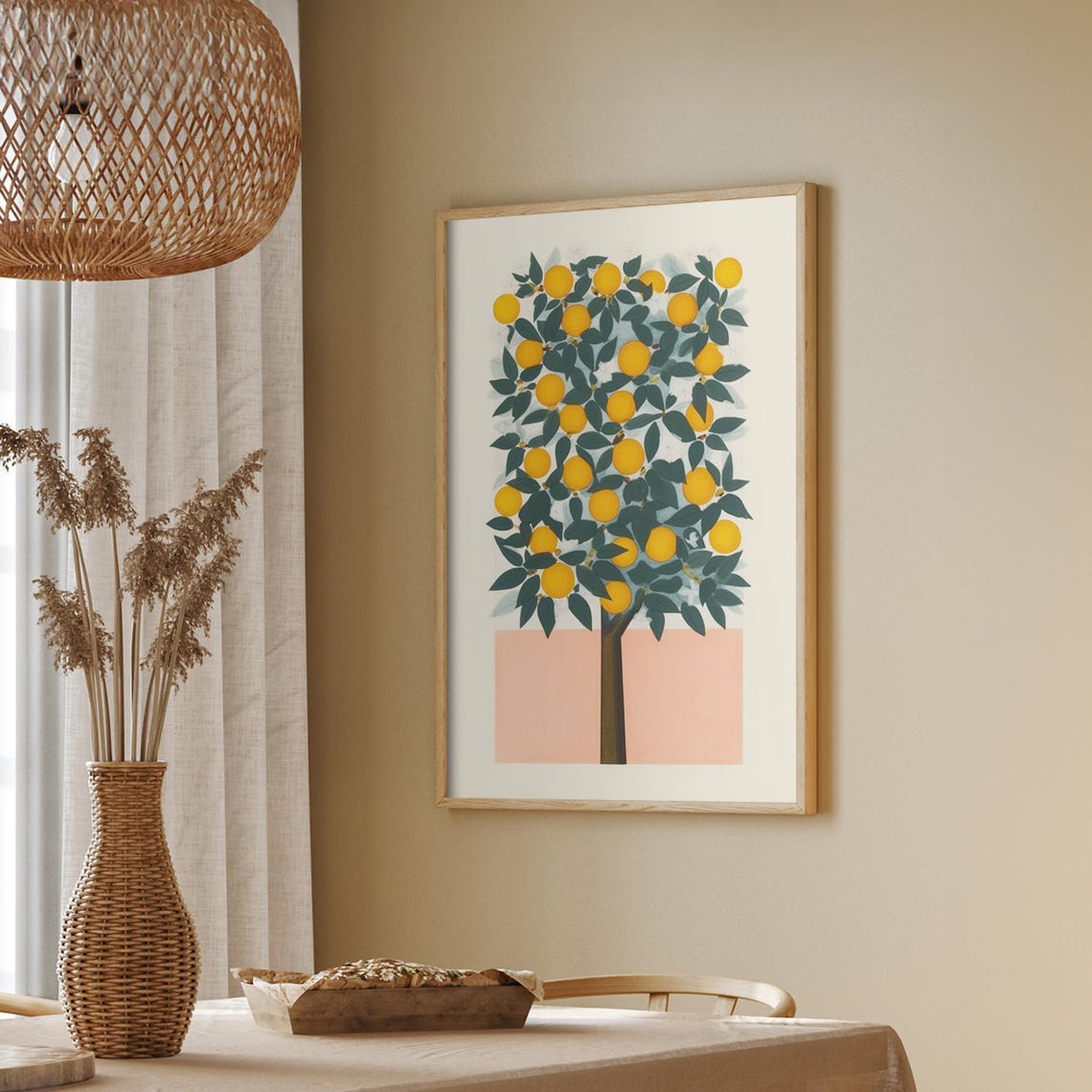 Minimalist Orange Tree Poster With Modern Botanical Citrus Art - Image 2