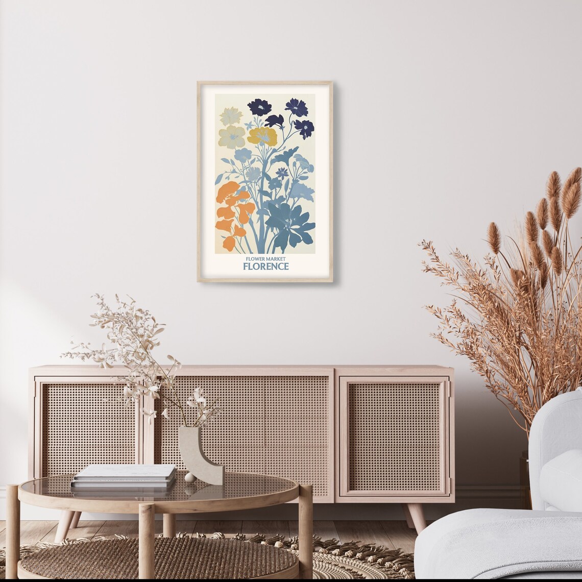 Florence Flower Market Blue Orange Wildflower Botanical Poster - Image 4