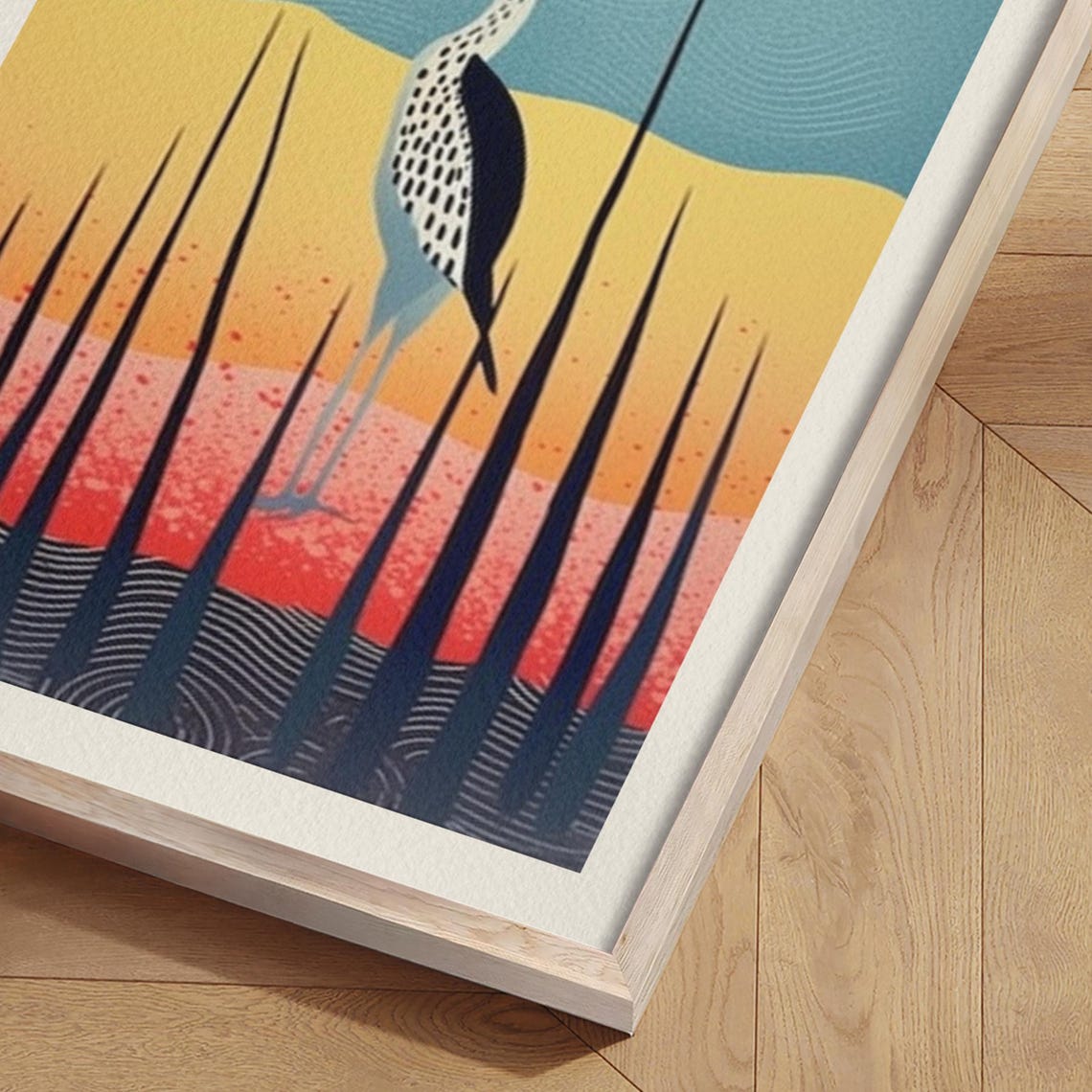 Graceful Heron Bird Sunset Marsh Modern Wildlife Charming Poster - Image 2