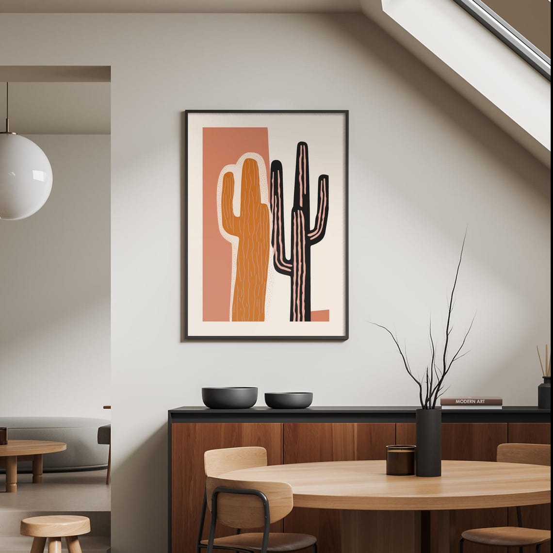 Modern Abstract Saguaro Cactus Desert Boho Chic Decor Poster - Image 2