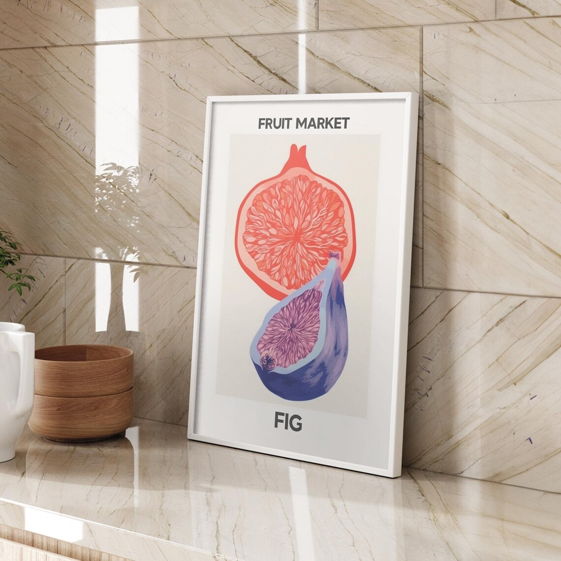 Fruit Market Fig Botanical Poster With Vintage Style Illustration