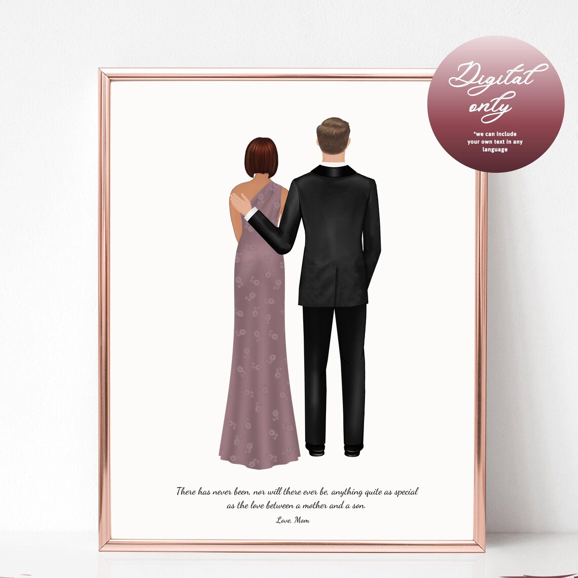 Mother And Son Wedding Portrait Art Print, Gift