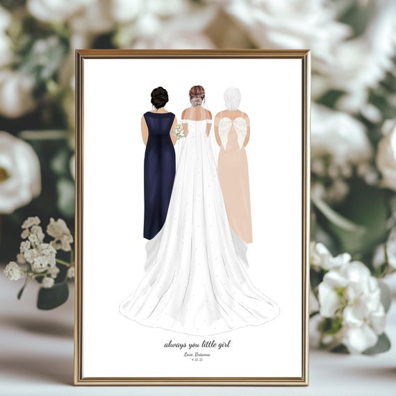 Three Generations Bride Mom And Angel Grandmother Wedding Poster