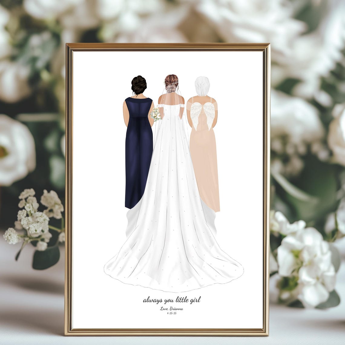 Three Generations Bride Mom And Angel Grandmother Wedding Poster