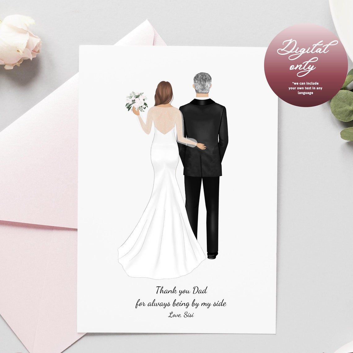Thank You Dad Father of the Bride Custom Wedding Card Poster