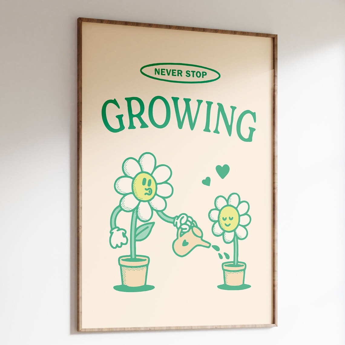 Never Stop Growing Retro Motivational Quote Print