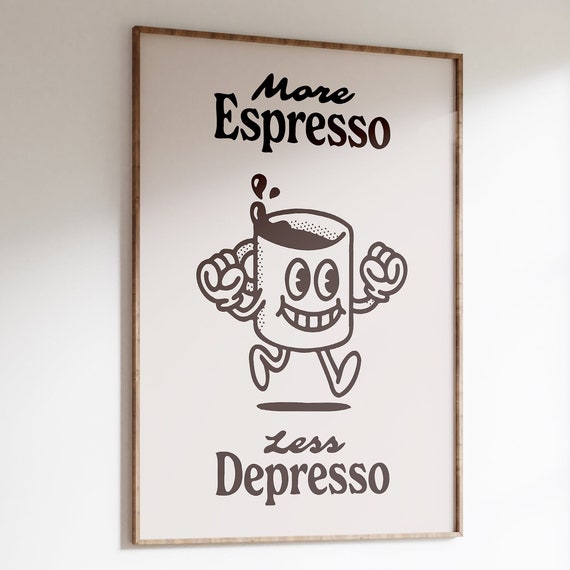 Retro Coffee Quote Print Espresso Wall Art Coffee Lover Poster Kitchen Decor Coffee Gifts Printable Retro Art Print