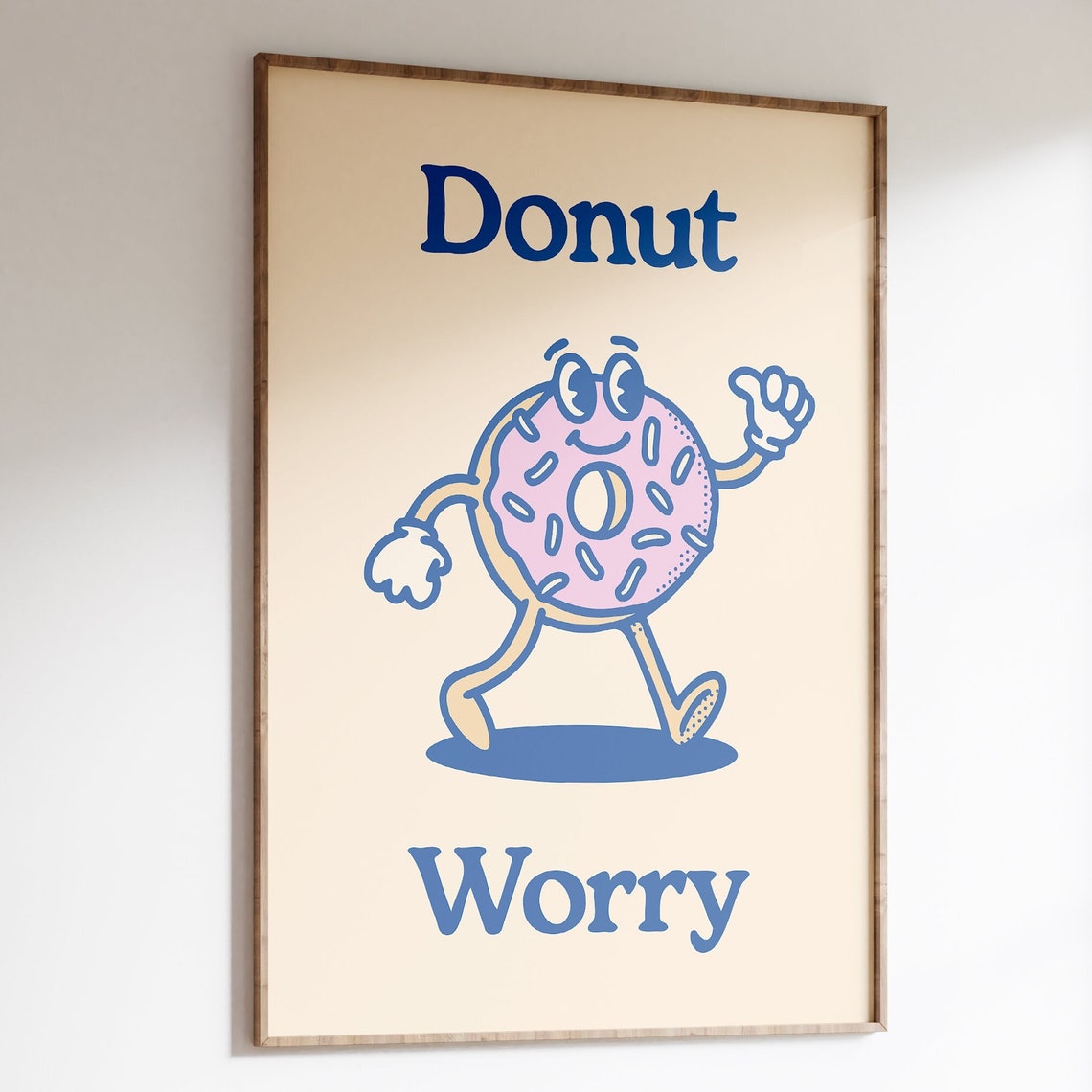 Donut Worry Retro Quote Art Print