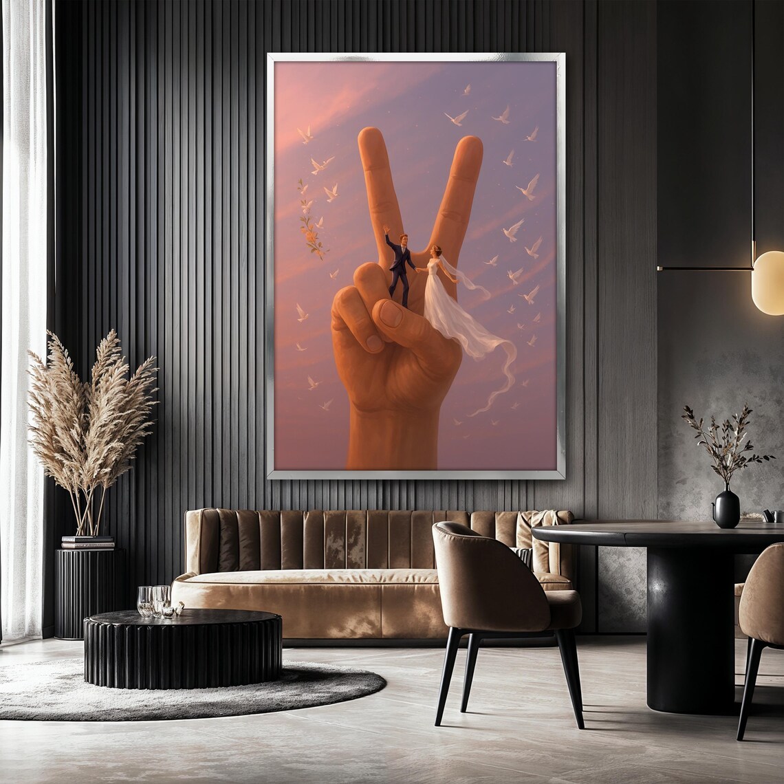 Wedding Couple Painting, Surreal Romantic Scene - Image 2
