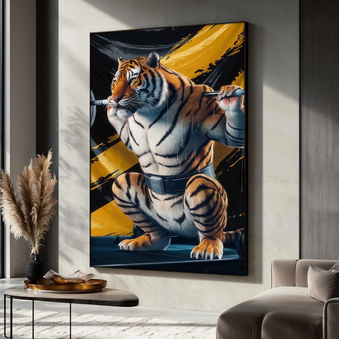 Powerful Tiger Painting, Motivational Fitness Art