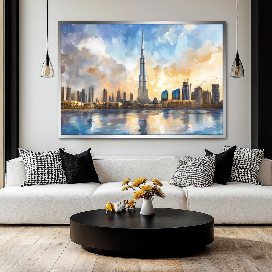 Dubai Skyline Painting, Modern Cityscape Travel Poster - Image 2