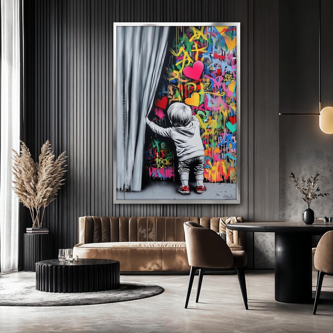 Graffiti Heart Wall Painting, Modern Urban Decor - Image 2