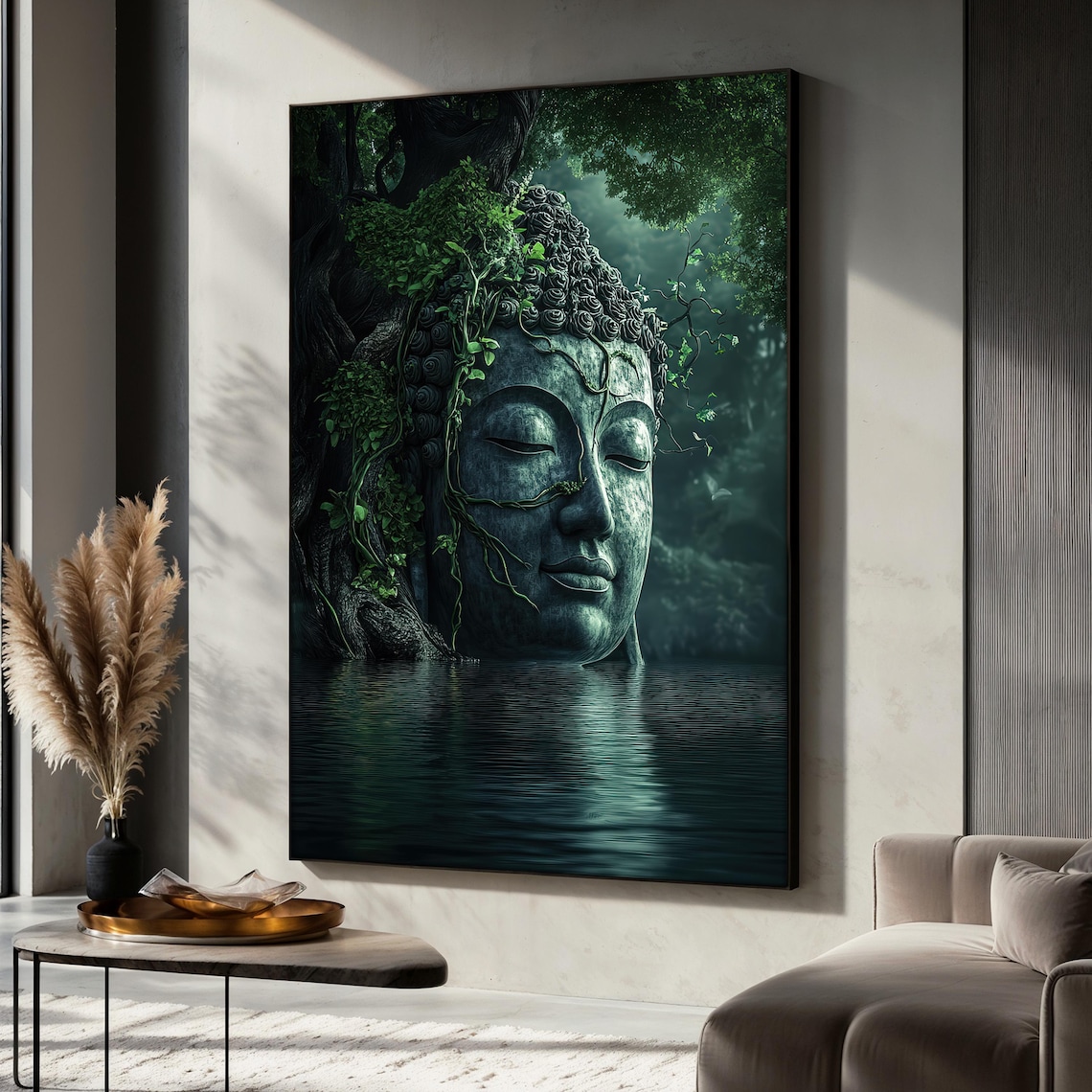 Nature Buddha Painting, Zen Meditation Room Decor