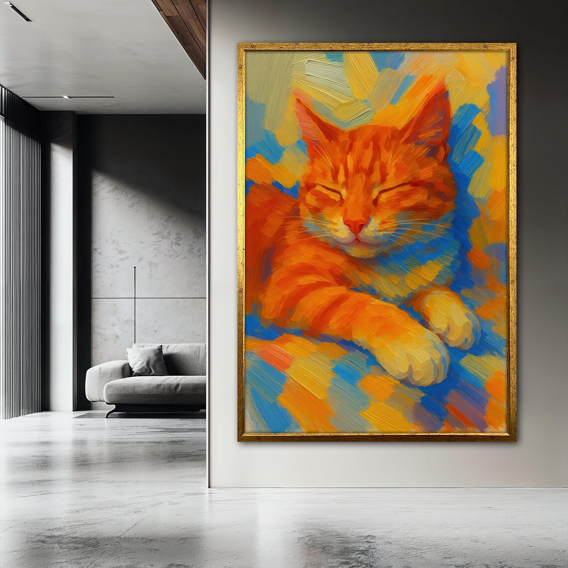 Orange Cat Painting, Vibrant Pet Portrait - Image 3