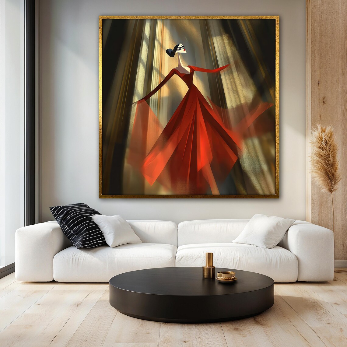 Elegant Woman In Red Dress, Abstract Fashion Art - Image 3