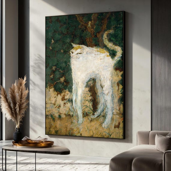 Le Chat Painting, Vintage Cat Art Print