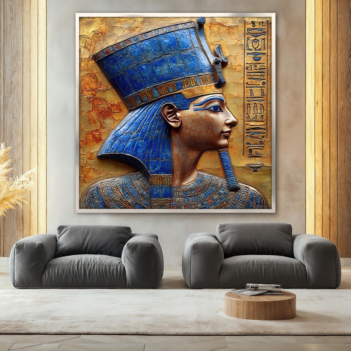 Ancient Egyptian Painting, Pharaoh Historic Relief - Image 2
