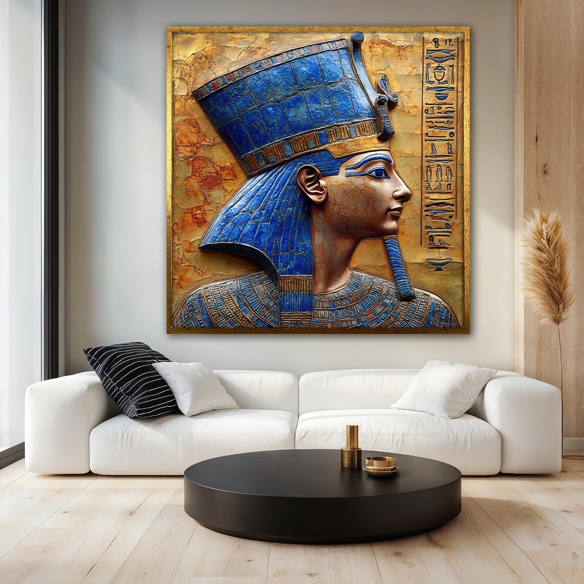 Ancient Egyptian Painting, Pharaoh Historic Relief - Image 3