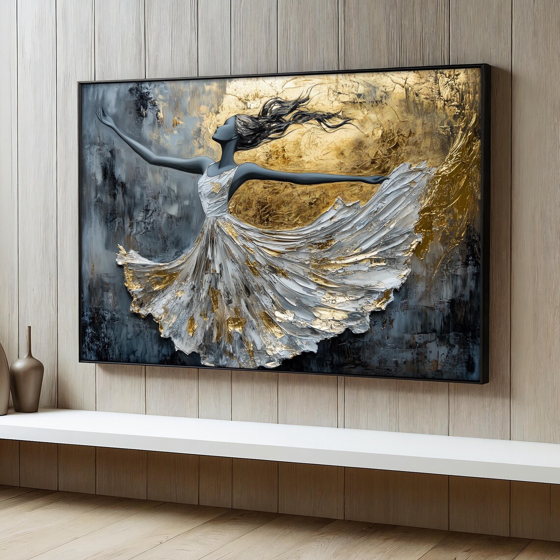 Elegant Dancing Woman Painting, Ballet Dancer