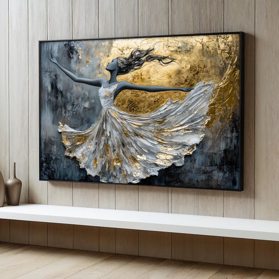 Elegant Dancing Woman Painting, Ballet Dancer