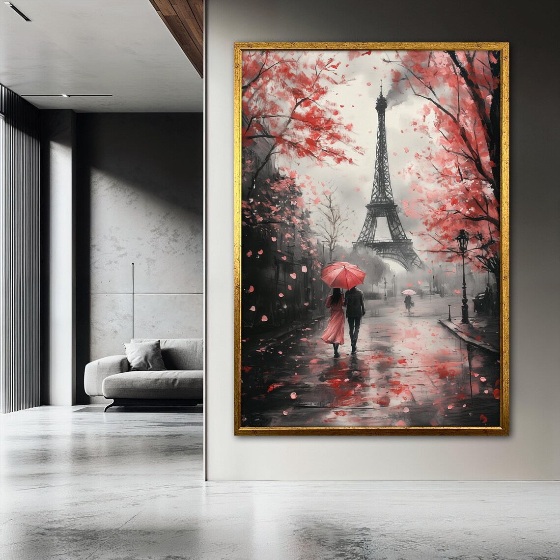 Paris Romance Painting, Eiffel Tower Cityscape - Image 3