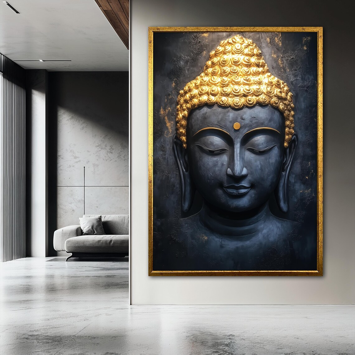 Black And Gold Buddha Painting, Zen Spiritual Art - Image 3