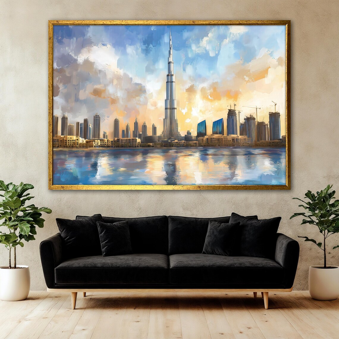 Dubai Skyline Painting, Modern Cityscape Travel Poster - Image 3