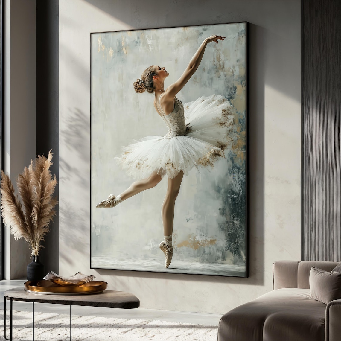 White Ballerina Painting, Elegant Ballet Art Print