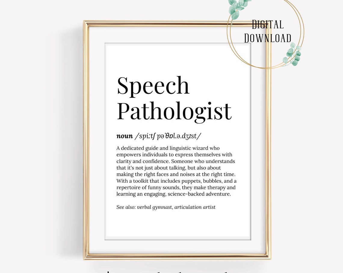 Speech Pathologist Definition Dictionary Typography Style Poster