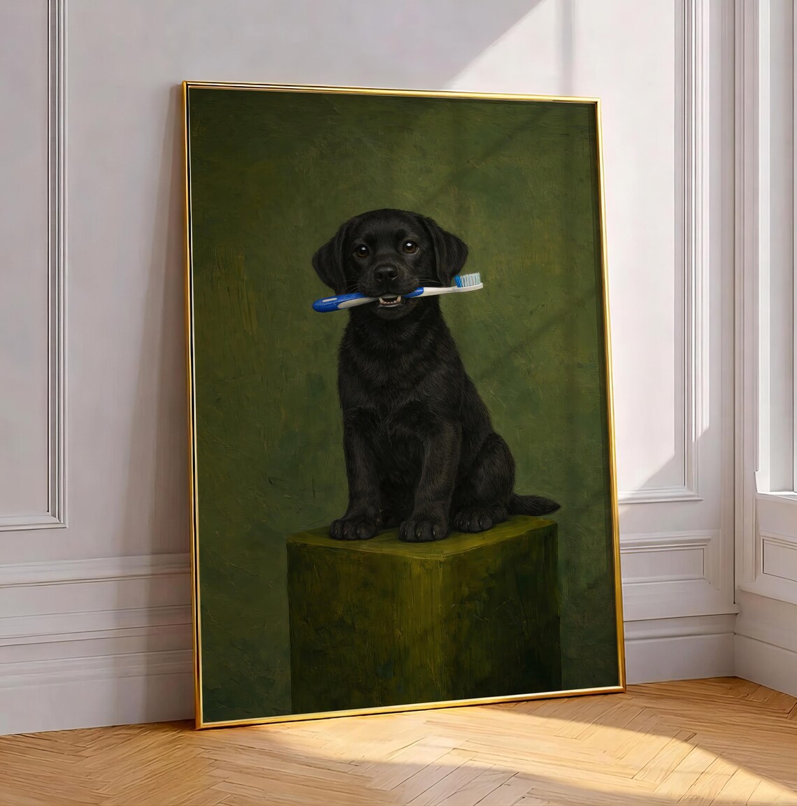 Funny Black Labrador Bathroom Humor, Vintage Poster