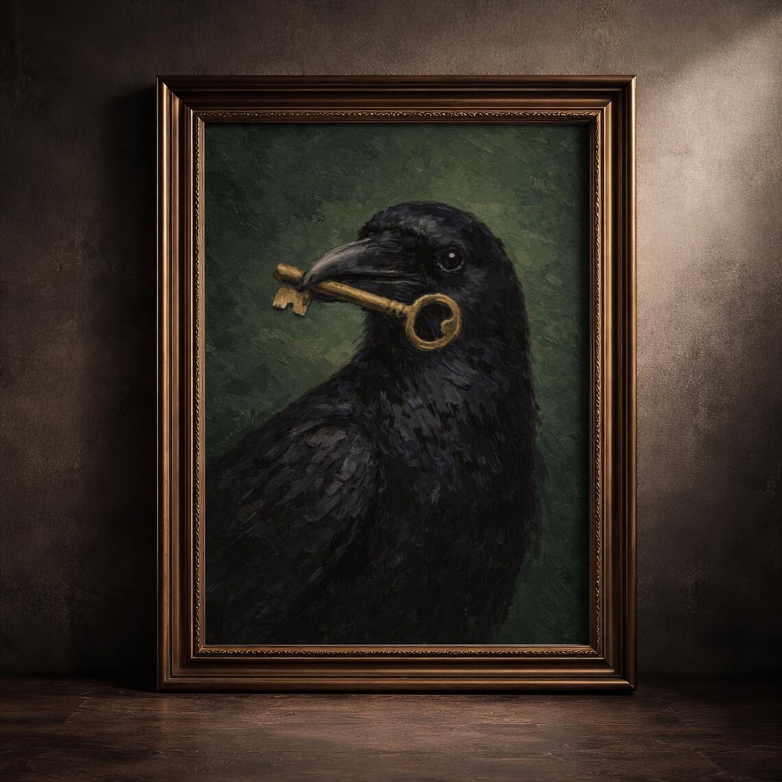 Dark Academia Raven, Moody Gothic Wall Art Print