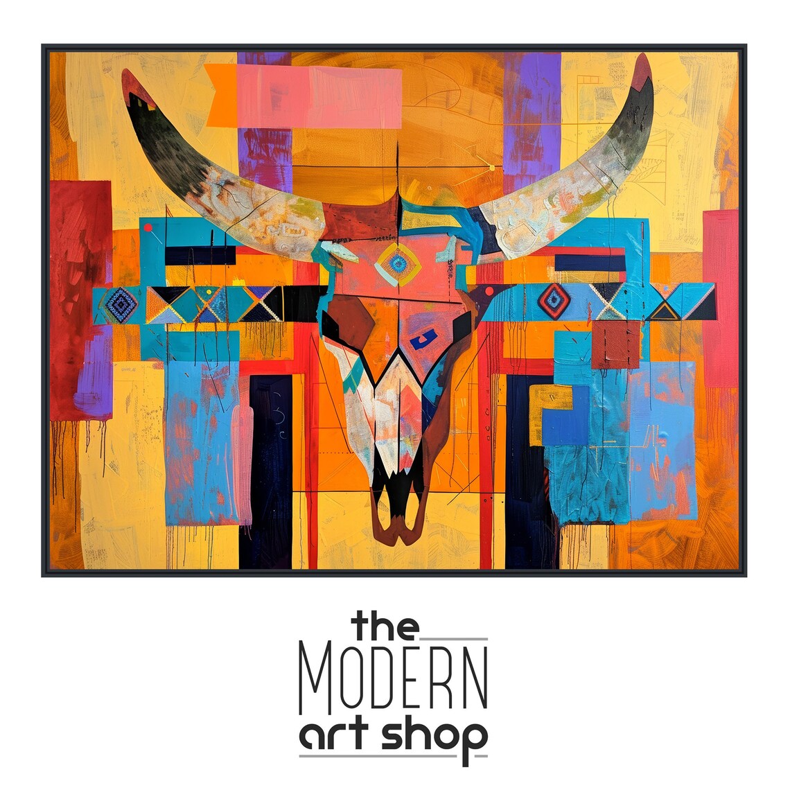 Cow Skull Painting, Southwestern Texas Art Print - Image 4