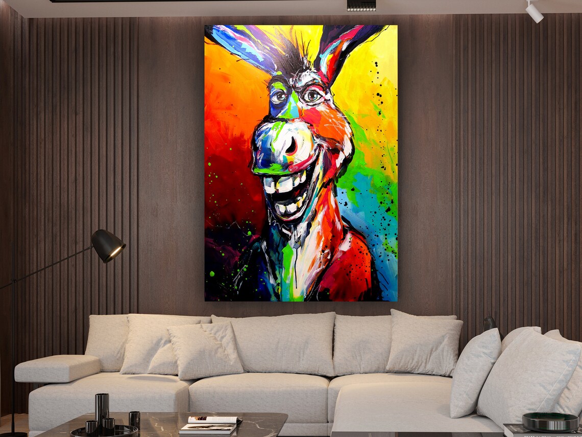 Funny Donkey Painting, Laughing Donkey Art Print - Image 2