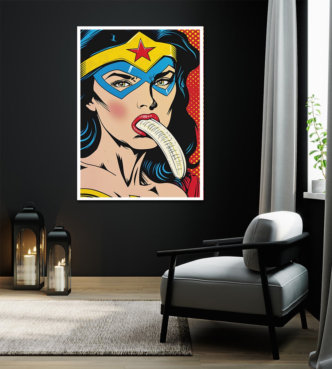 Banana Eating Woman Pop Art Painting Pop Art Funny Woman Art Omg Po Art Poster Colorful Pop Art Print - Image 2