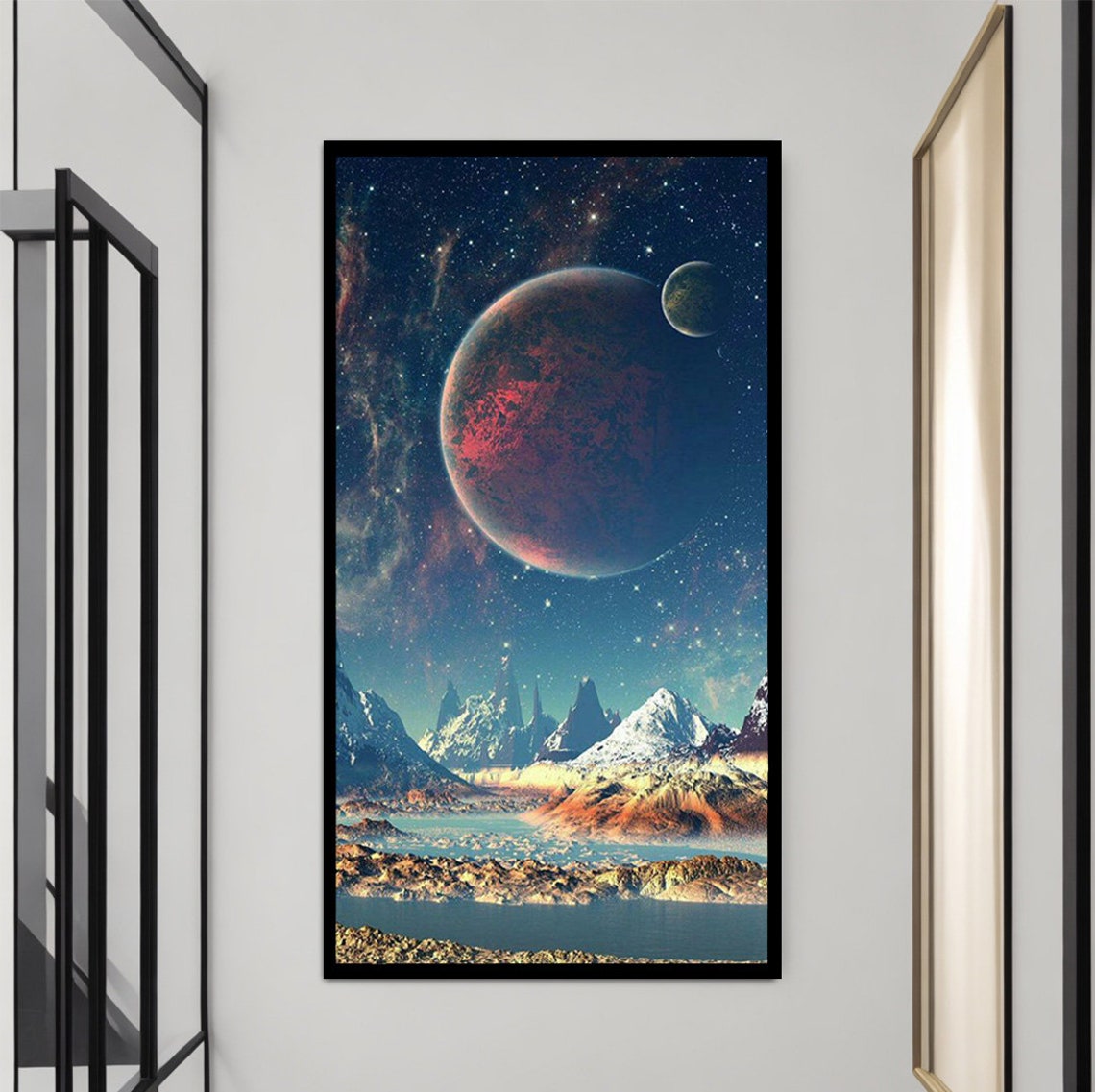 Sky Landscape Painting Moon Landscape Art Stars Wall Decor Sky Wall Decor - Image 2