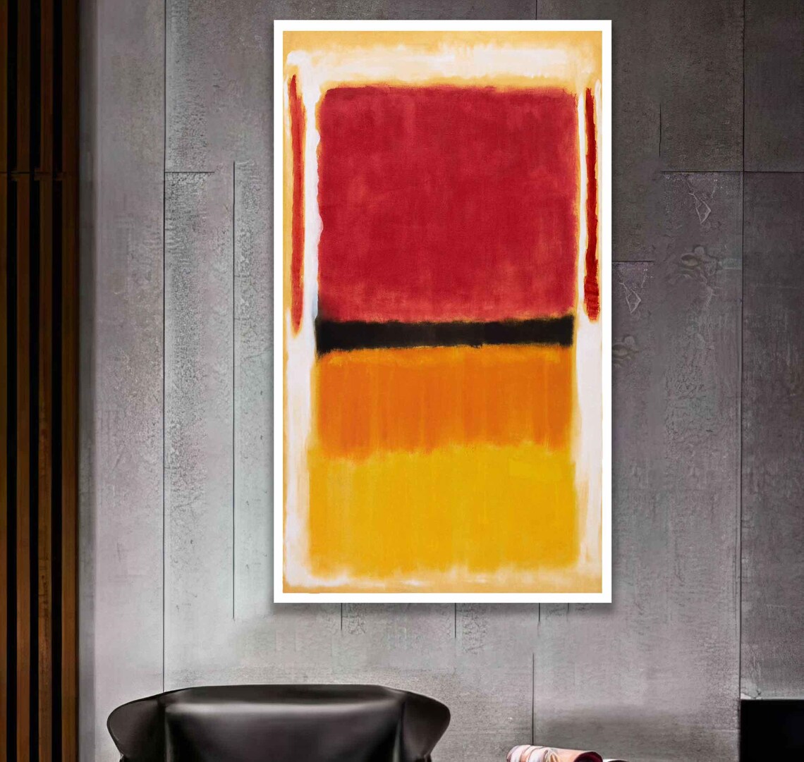 Rothko Style Red Orange Color Field Abstract Museum Exhibition Wall Art - Image 2
